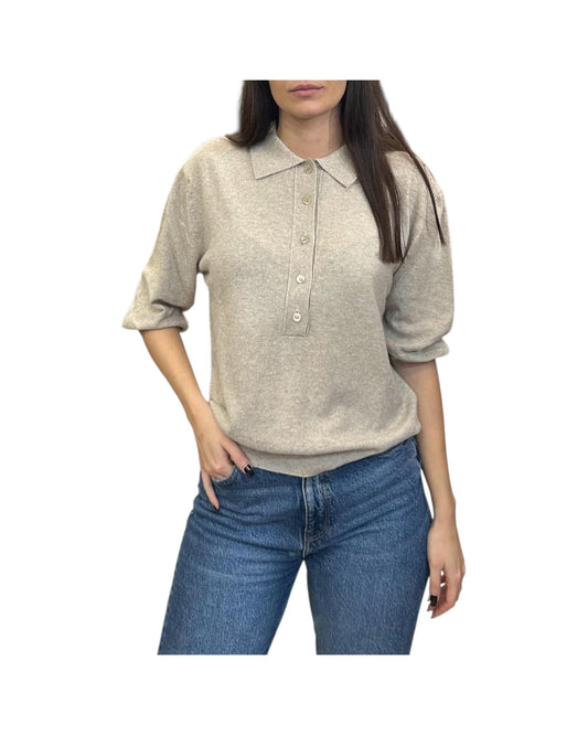 Polo in misto cashmere Beige 22010F BEIGE VICOLO 