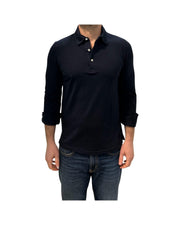 Polo con bottoni manica lunga Navy
