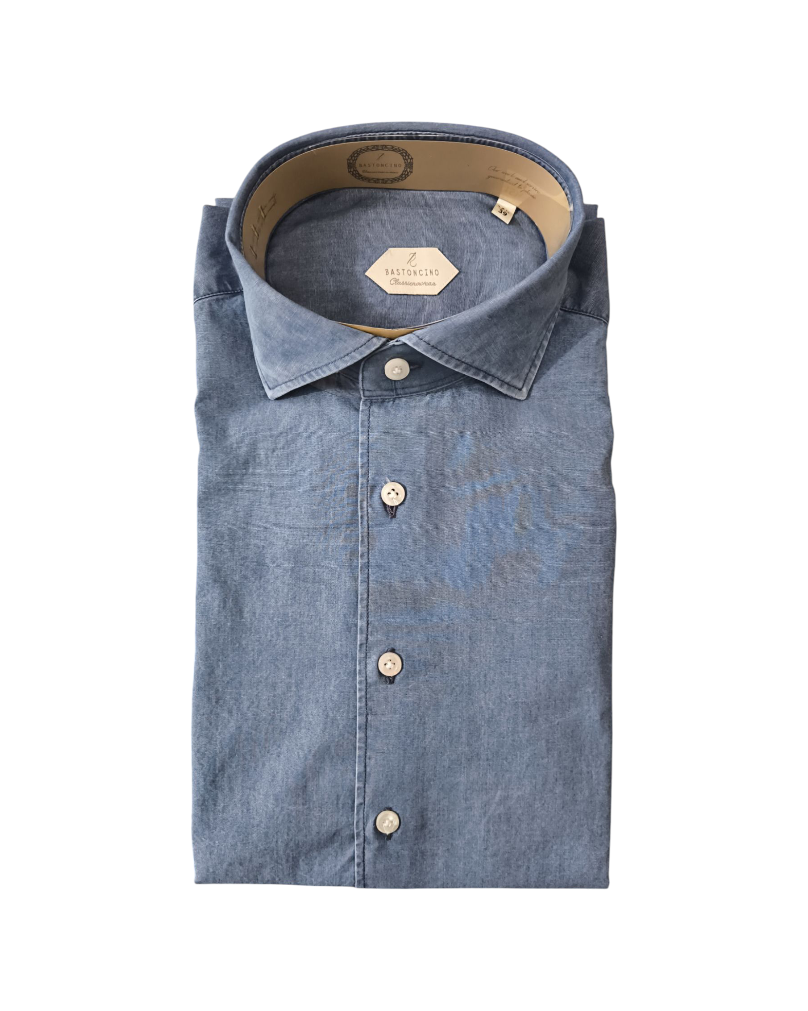 Camicia Uomo Simo in cotone Denim chiaro C027 UNI BASTONCINO