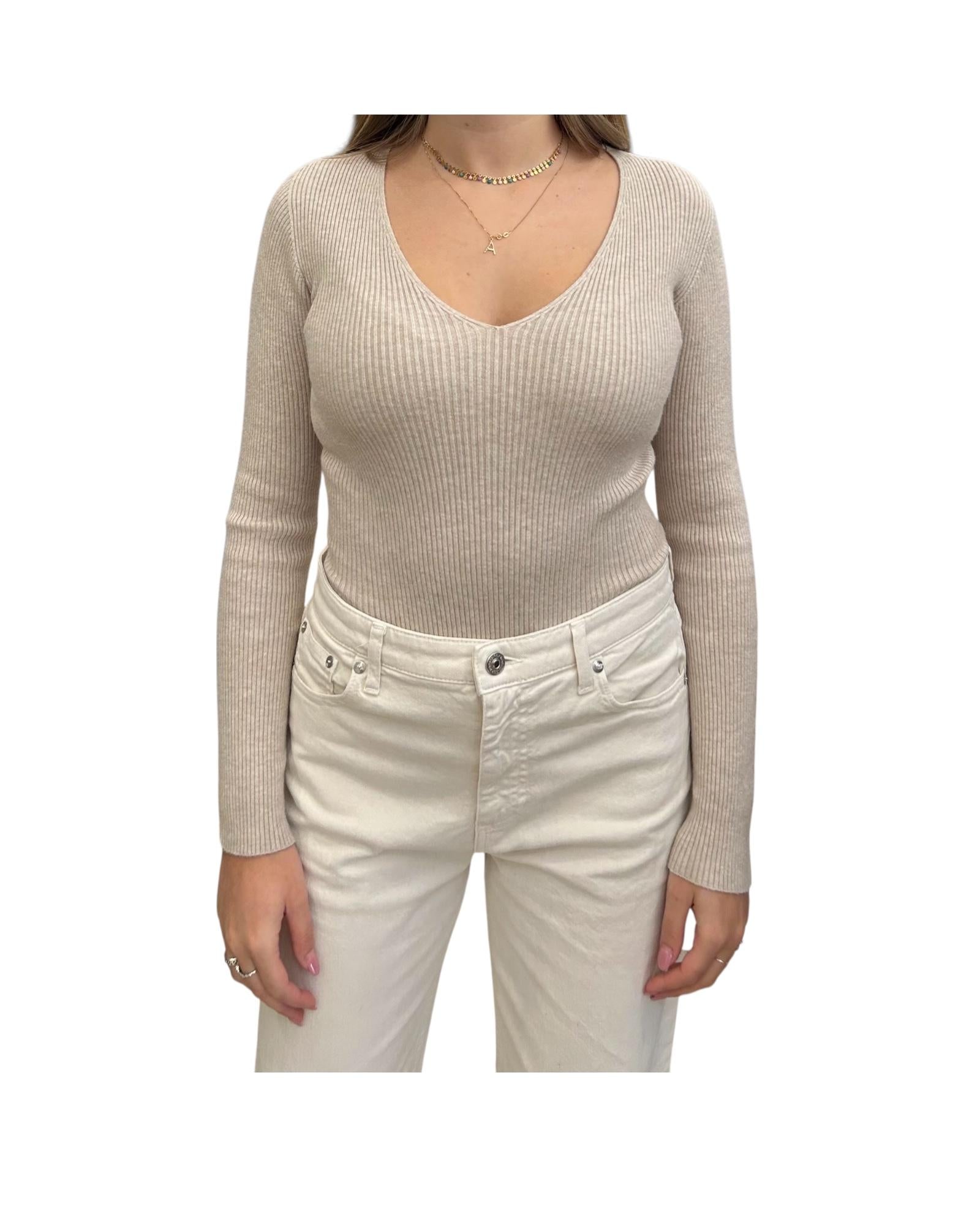 Body scollo a V Beige 22157F BEIGE haveone