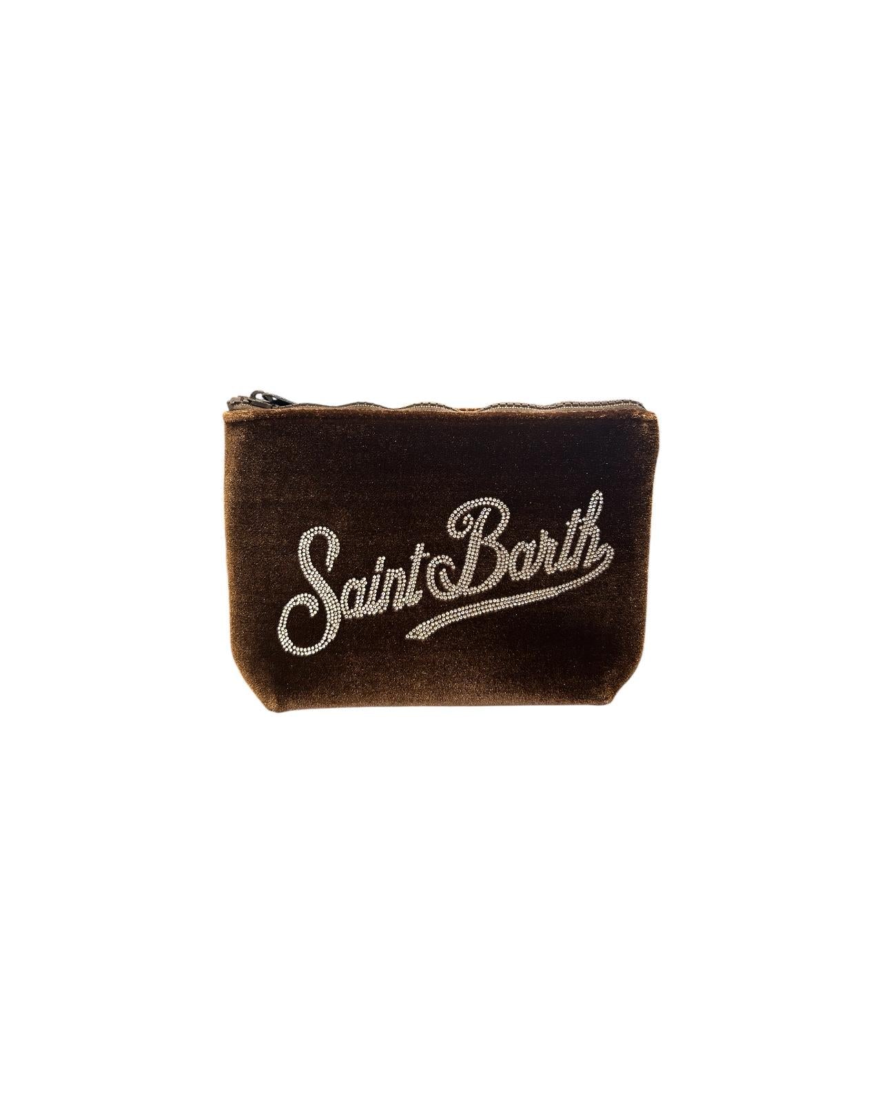 Pochette Aline Velvet strass Marrone ALI0014 00245I MC2 SAINT BARTH 