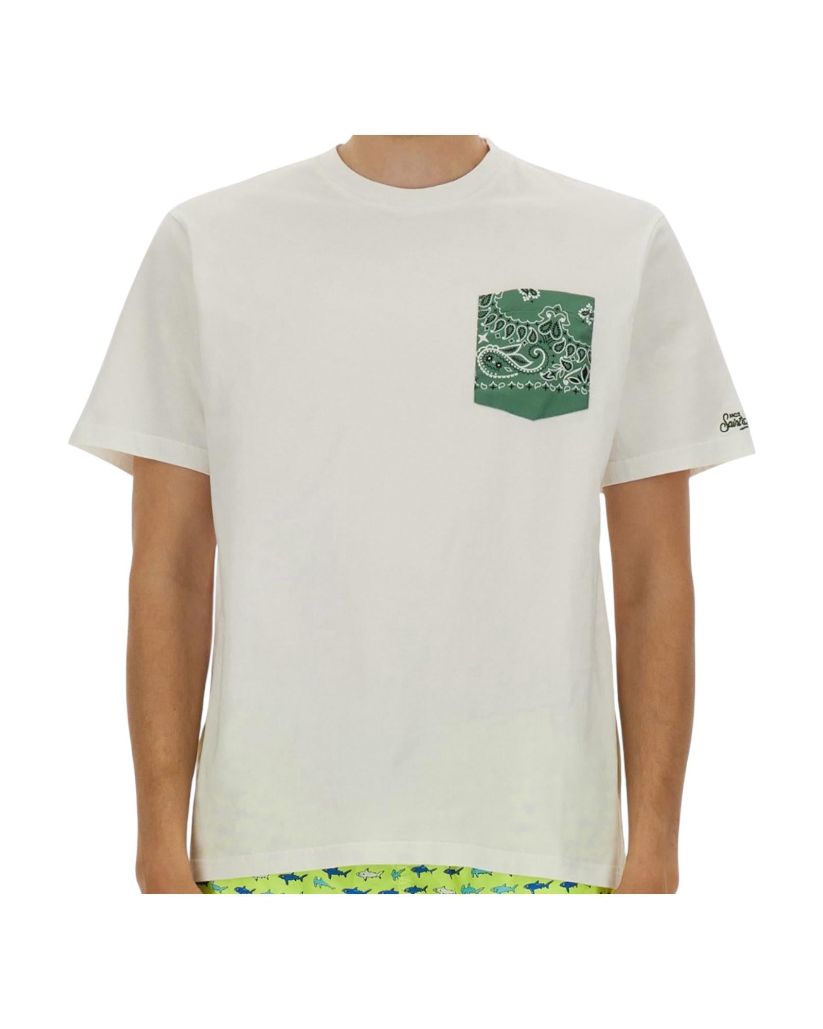 T-shirt in cotone con taschino stampa bandana BLA0001 03097H MC2 SAINT BARTH
