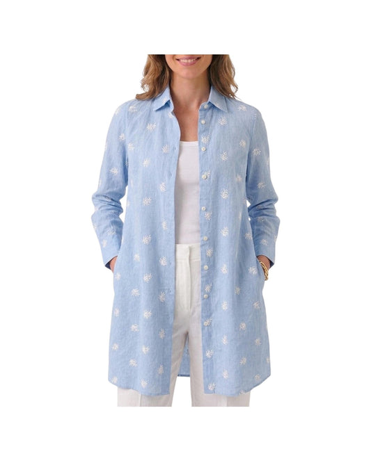 Camicione in lino e cotone Azzurro D205 AZZURRO BASTONCINO 