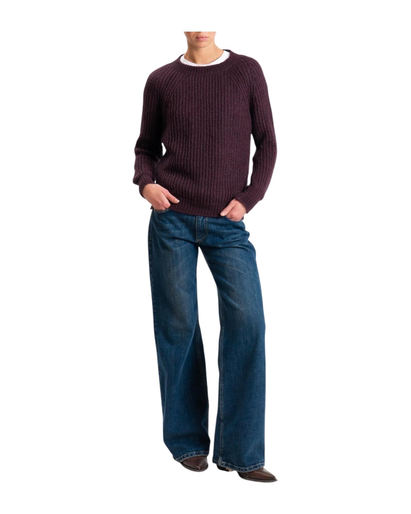 Maglione mohair a coste inglesi Prugna 55086F PRUGNA VICOLO 