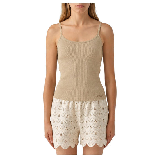 Canotta lurex in cotone stretch Beige ZAI0001 01236L MC2 SAINT BARTH 