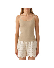 Canotta lurex in cotone stretch Beige