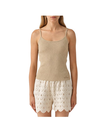 Canotta lurex in cotone stretch Beige ZAI0001 01236L MC2 SAINT BARTH 