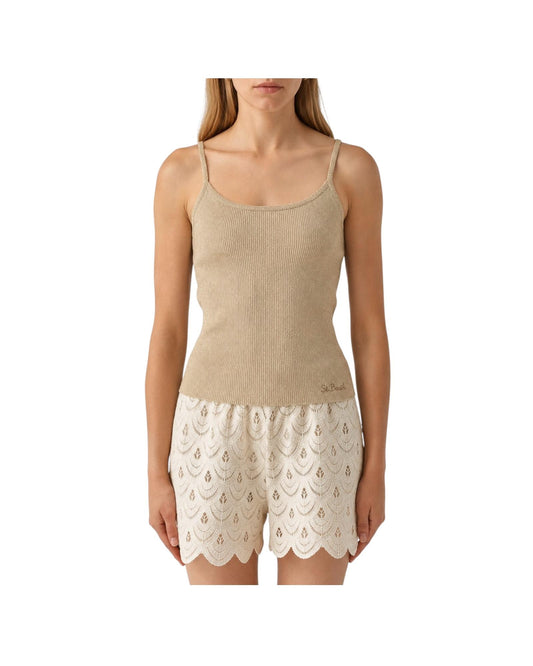 Canotta lurex in cotone stretch Beige ZAI0001 01236L MC2 SAINT BARTH 