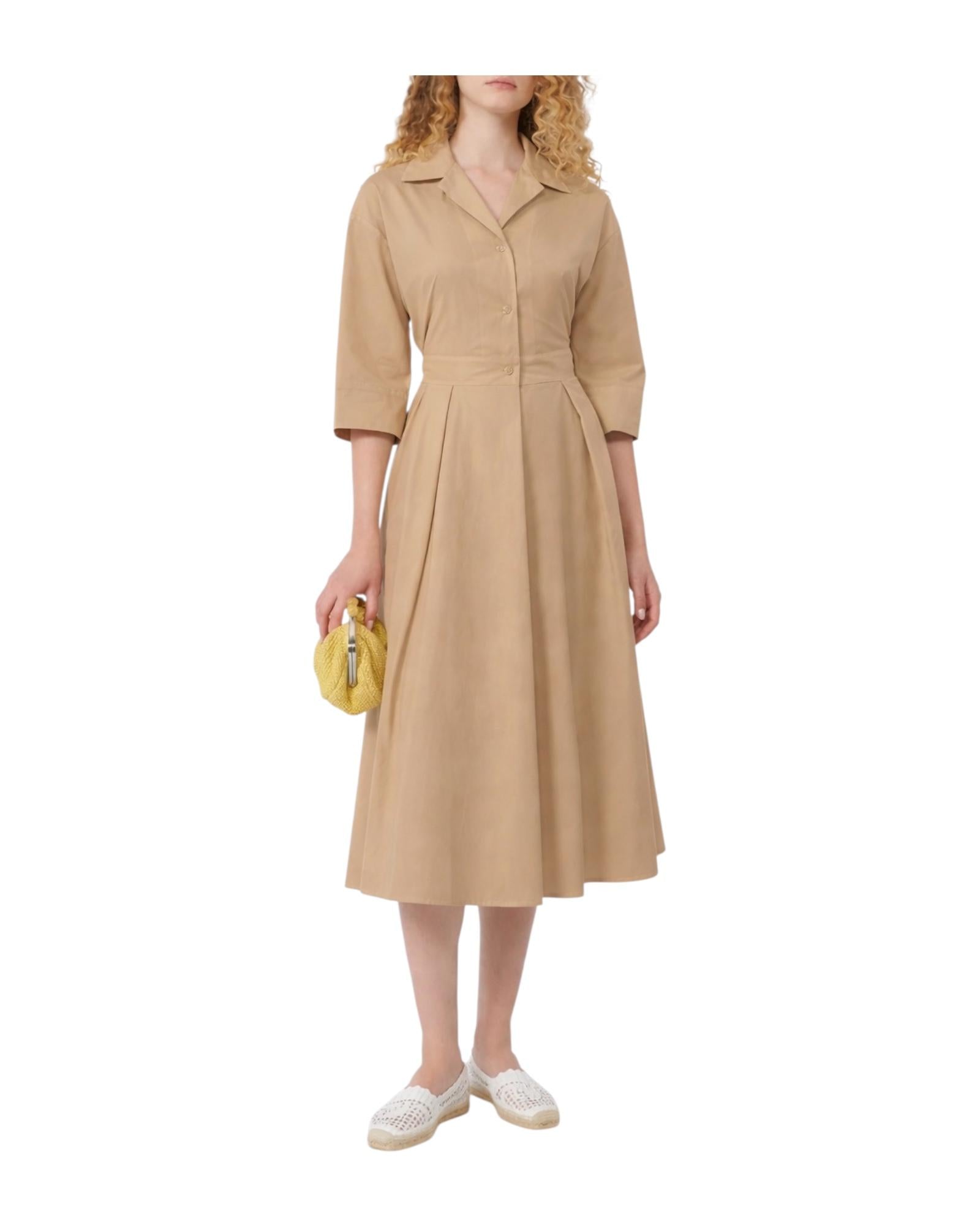 Abito chemisier midi in popeline di cotone Nocciola PADANA 035 MAX MARA WEEKEND 