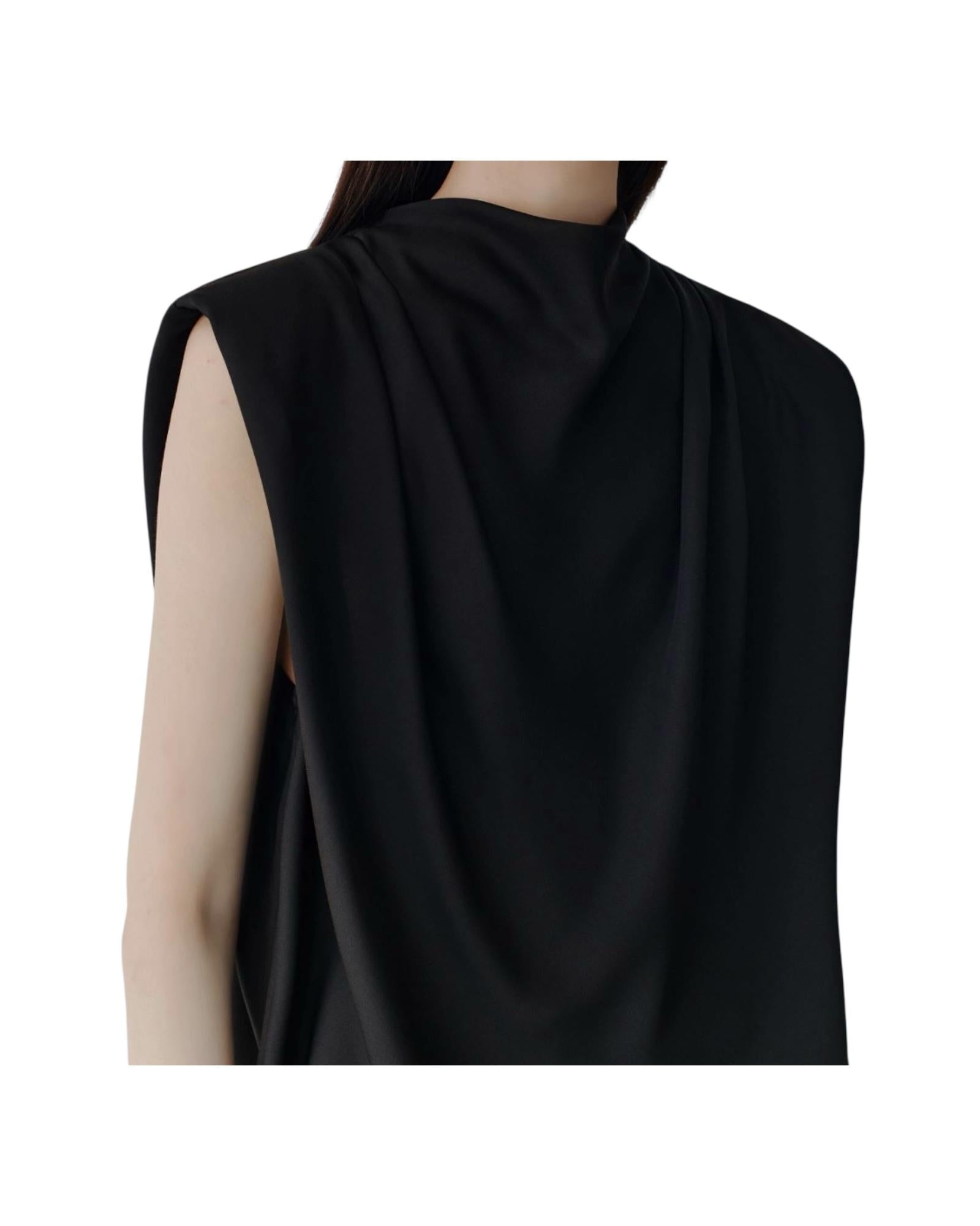 Top Armanda smanicata in satin riciclato nero ARMANDA 002 MARELLA 