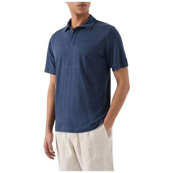 Polo in puro lino Blue navy FRS0001 00119L MC2 SAINT BARTH 