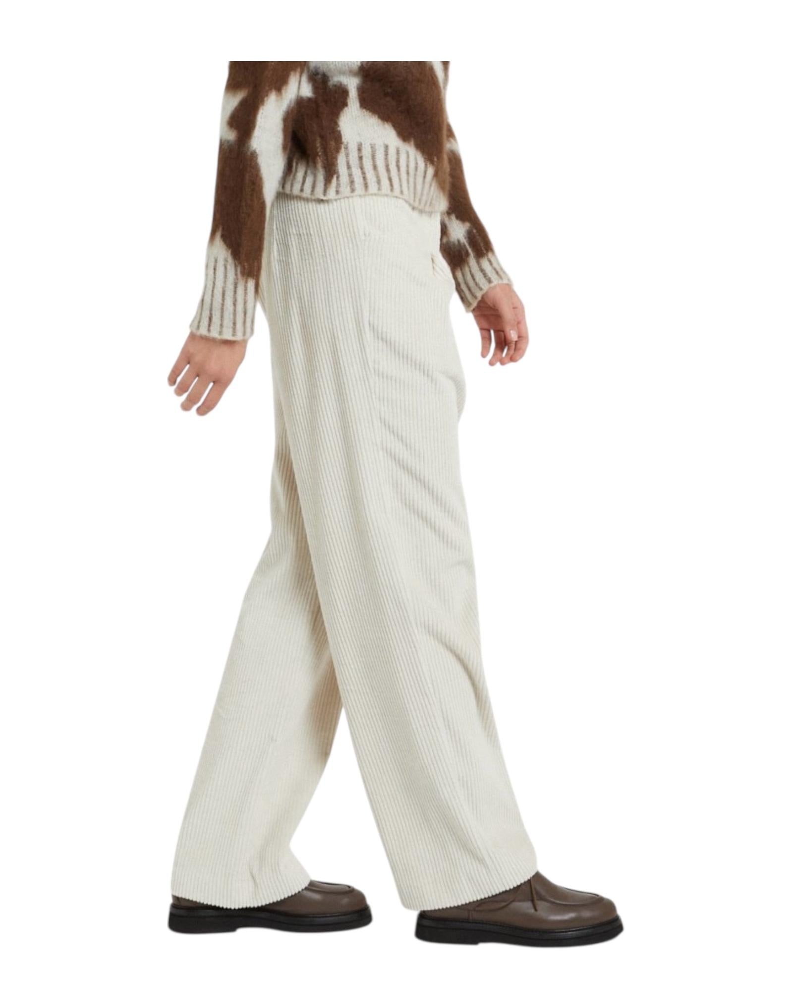 Pantalone in velluto a costa larga Ecru NEV DP9902 ECRU OTTOD'AME 