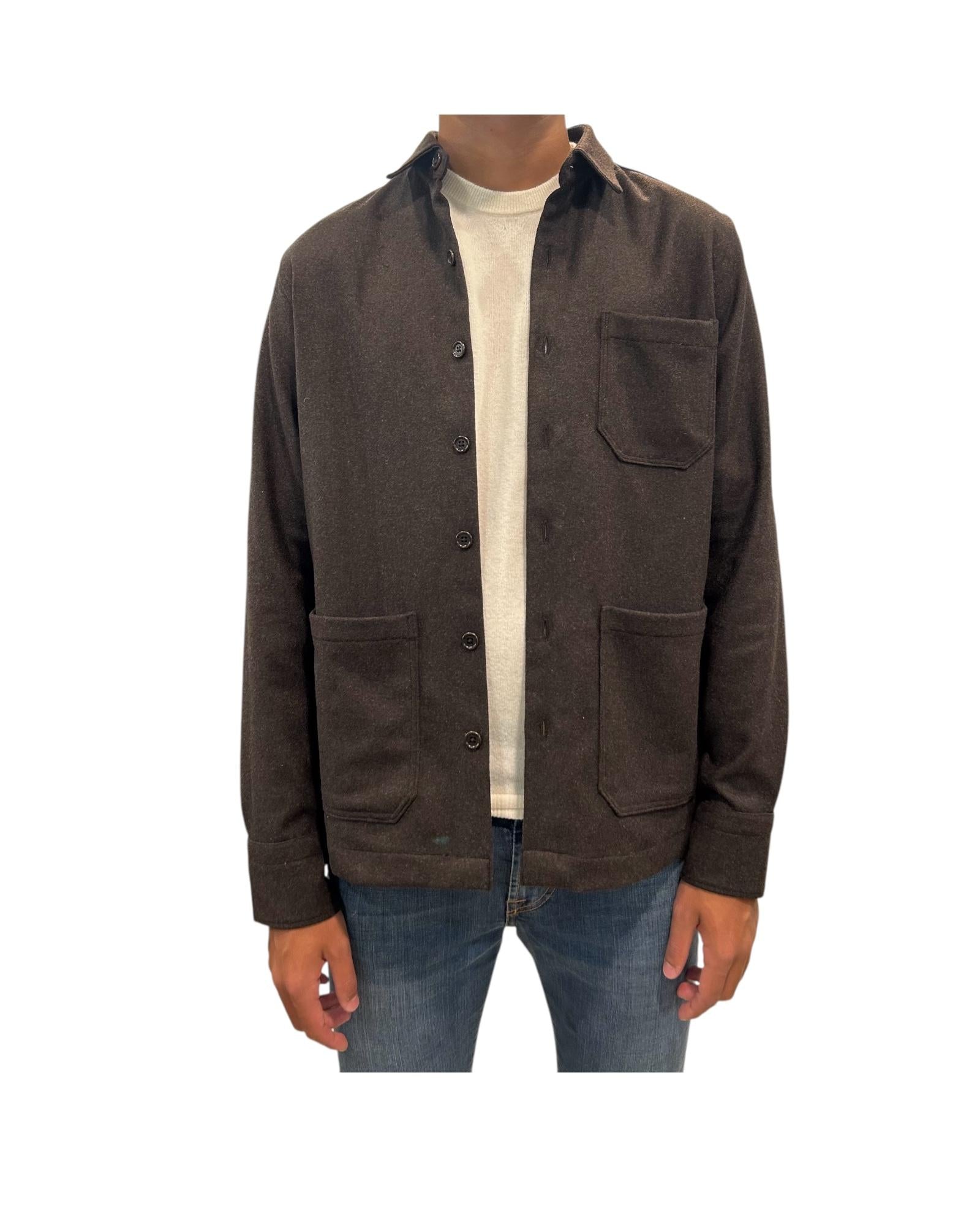 Overshirt in lana Marrone FIL3121 3 BASTONCINO