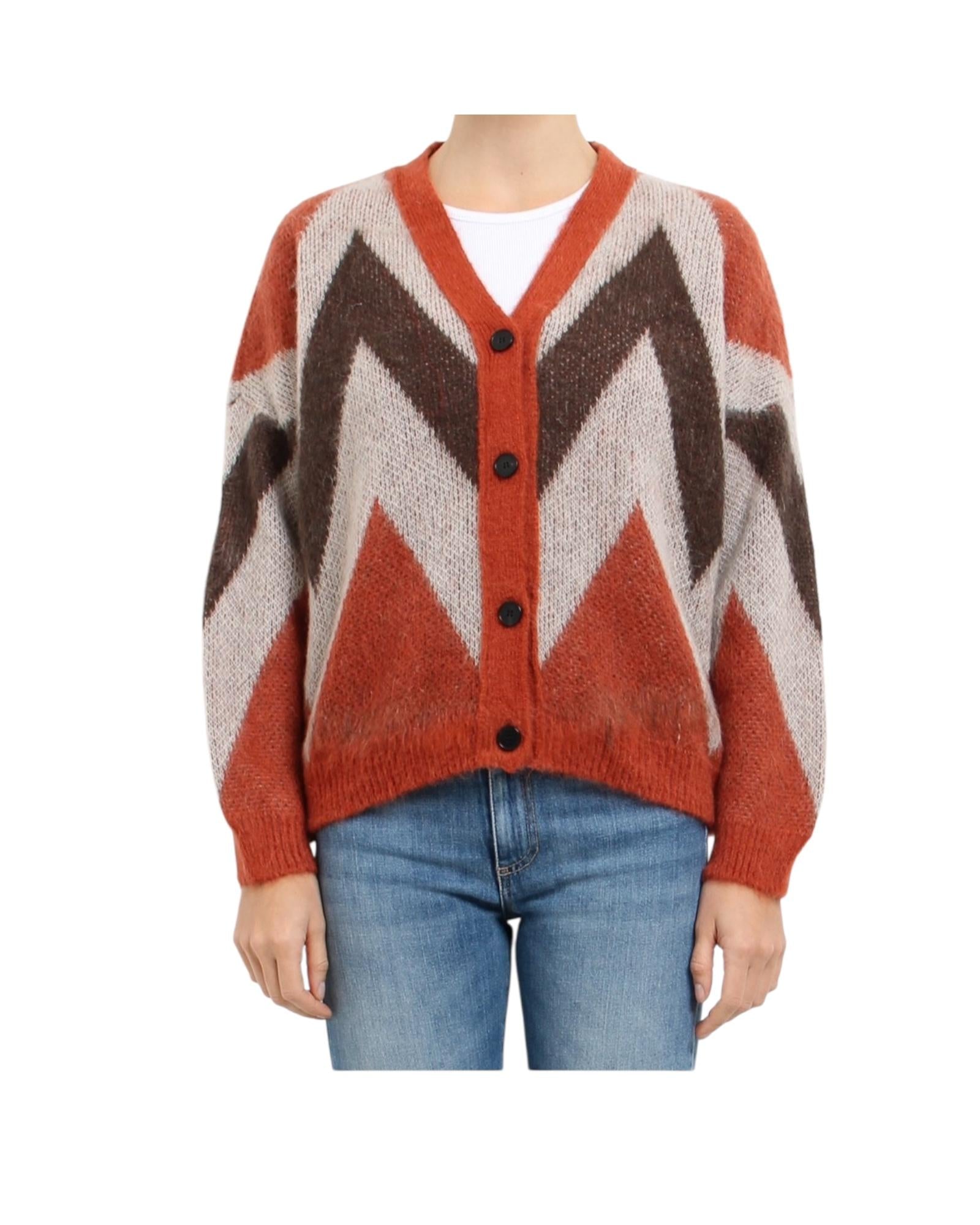 Cardigan a Rombi in Mohair Arancio marrone 55116F ARANCIO MARRONE VICOLO 