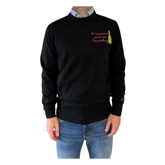 Maglione girocollo con ricamo A capodanno siamo dai Furstengerg HER0024 03381I MC2 SAINT BARTH 