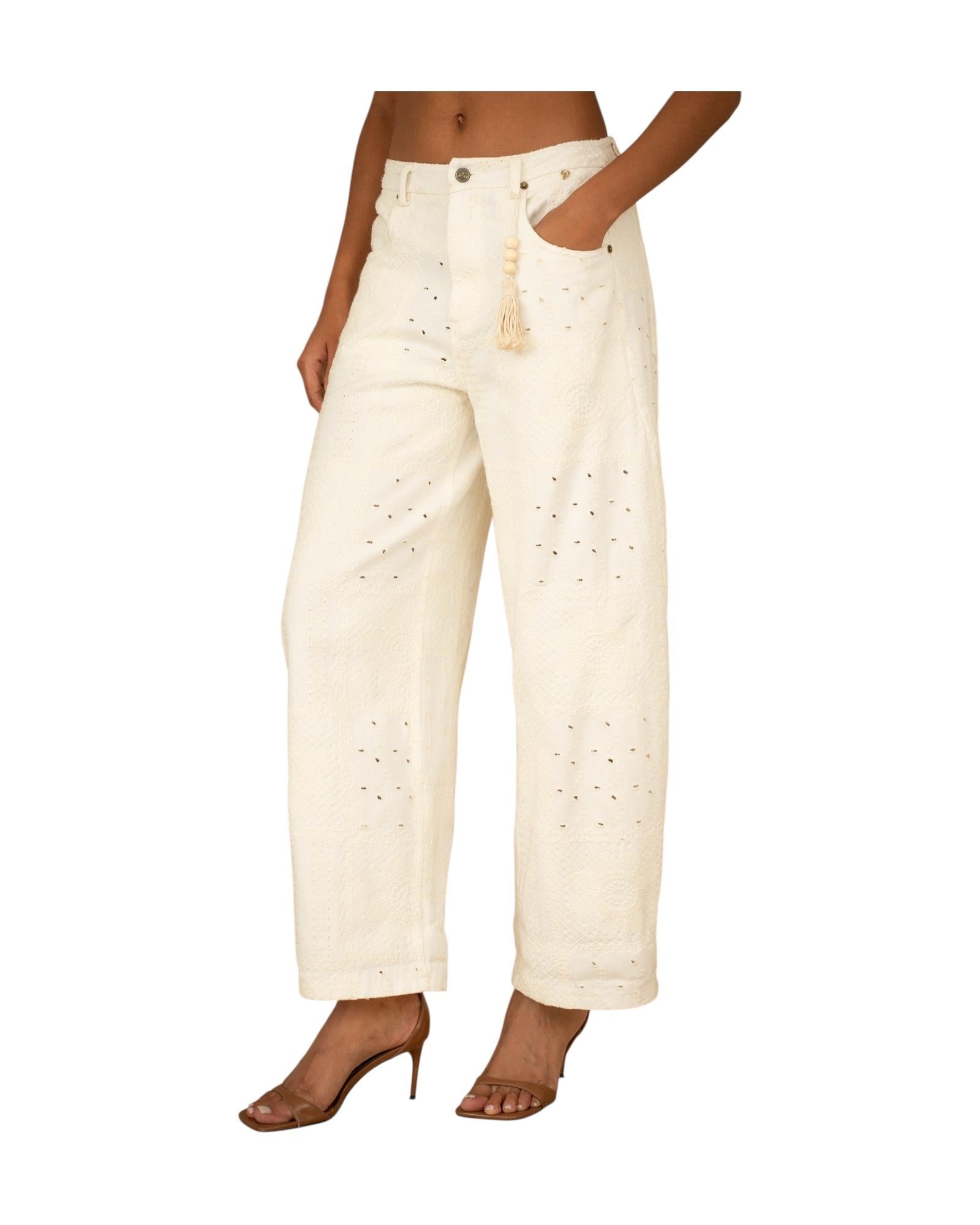 Pantalone in Pizzo Sangallo Panna V02A0185 PANNA PHILIA LOFT 