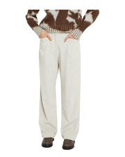 Pantalone in velluto a costa larga Ecru