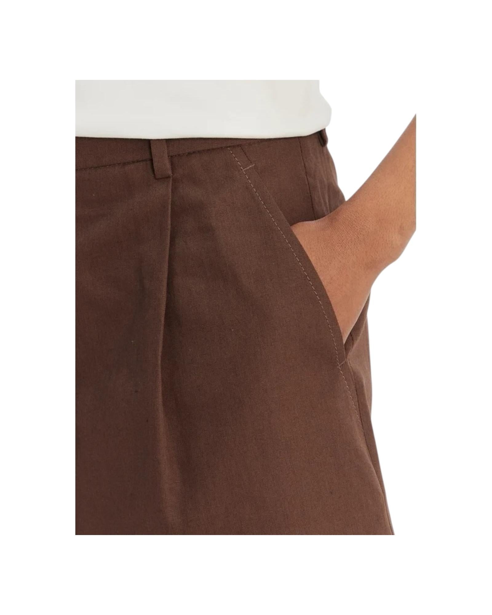 Bermuda in canvas di cotone e lino Marrone ECUBA 013 MAX MARA WEEKEND 