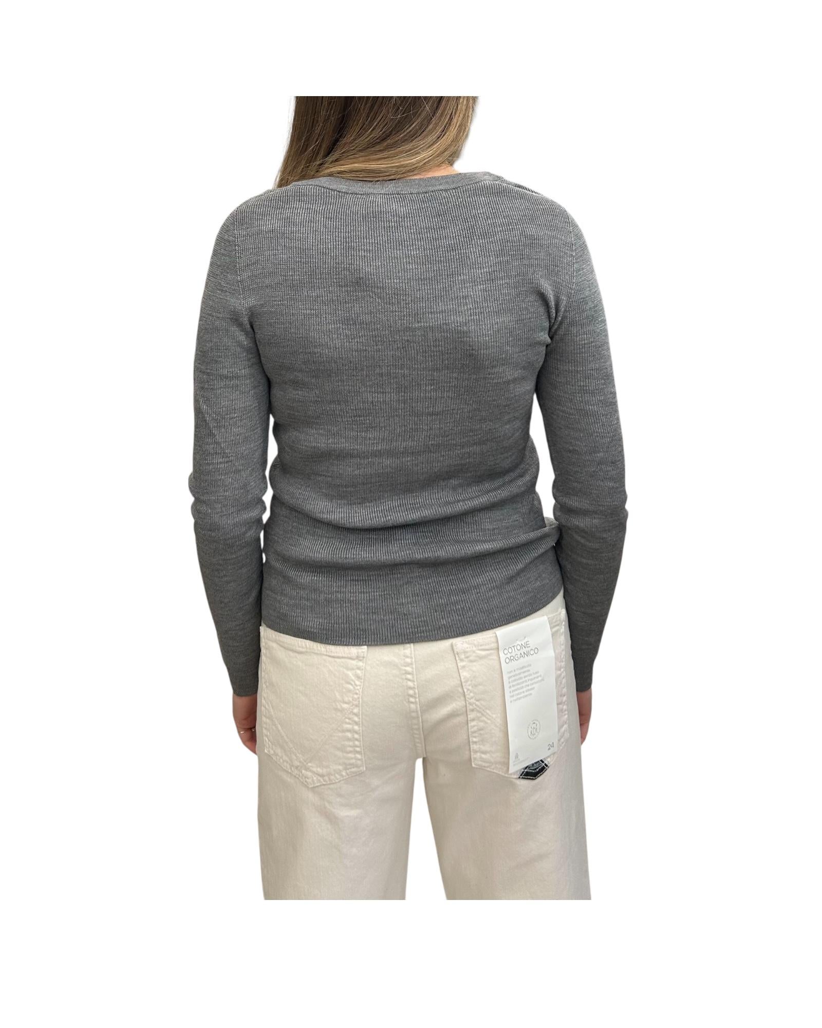 Maglia scollo a V in lana merino Grigio MTA P102 065 haveone