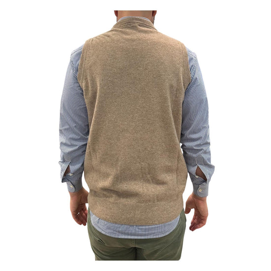Gilet girocollo in lana Beige 15060 132 RETOIS 