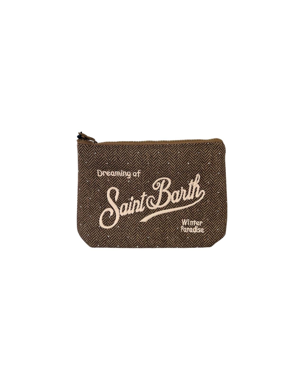 Pochette Aline Herringbone Strass Marrone ALI0022 03508I MC2 SAINT BARTH