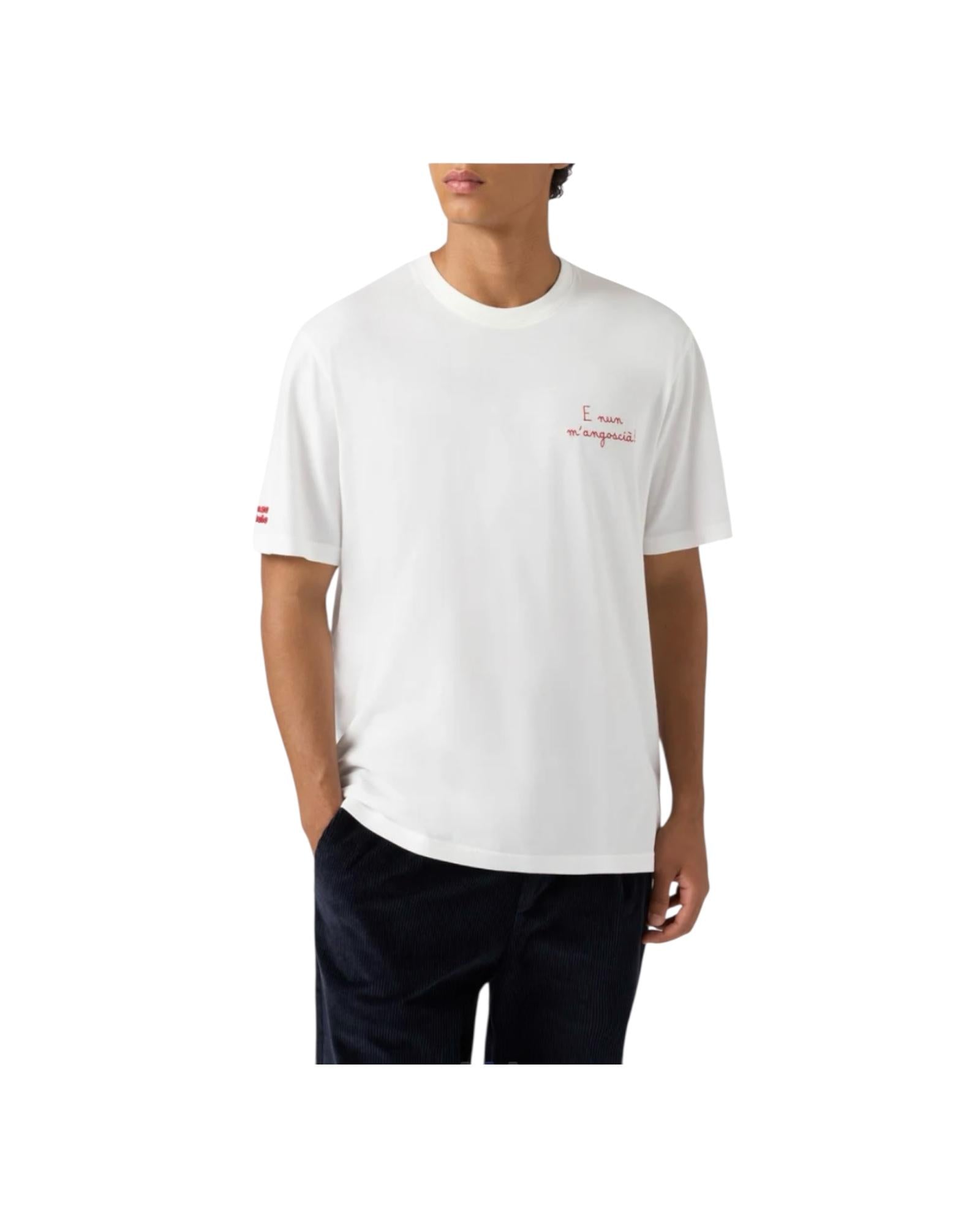 T-shirt in cotone invernale con ricamo E nun m'angoscià ARN0004 02225I MC2 SAINT BARTH 