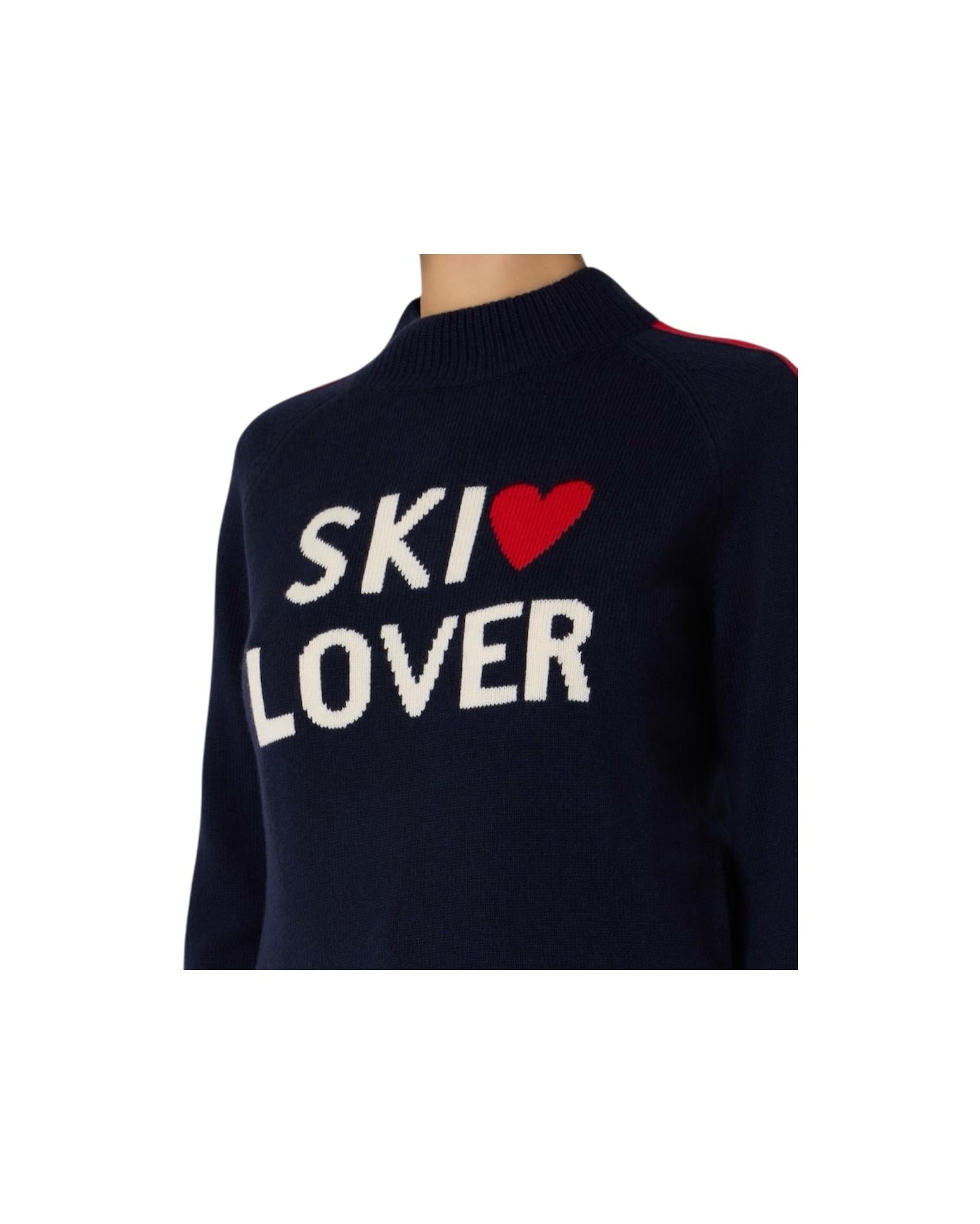 Maglione con ricamo Ski Lover Blu PEA0001 00446I MC2 SAINT BARTH 
