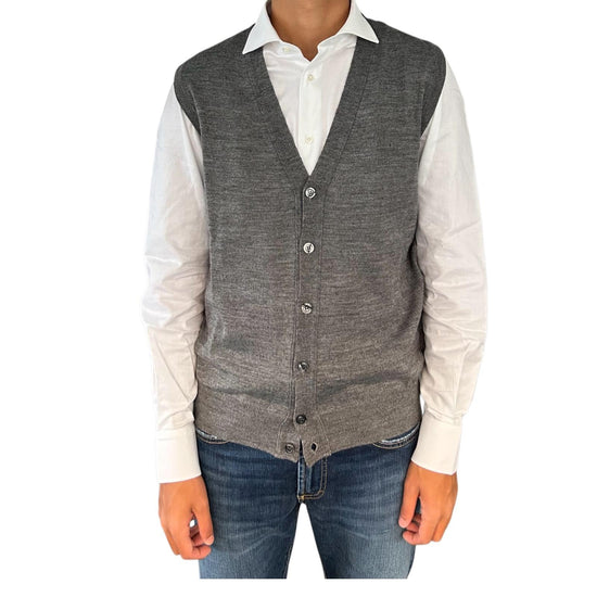 Gilet con bottoni in lana Grigio medio 00G00149M 240 MONTECHIARO 