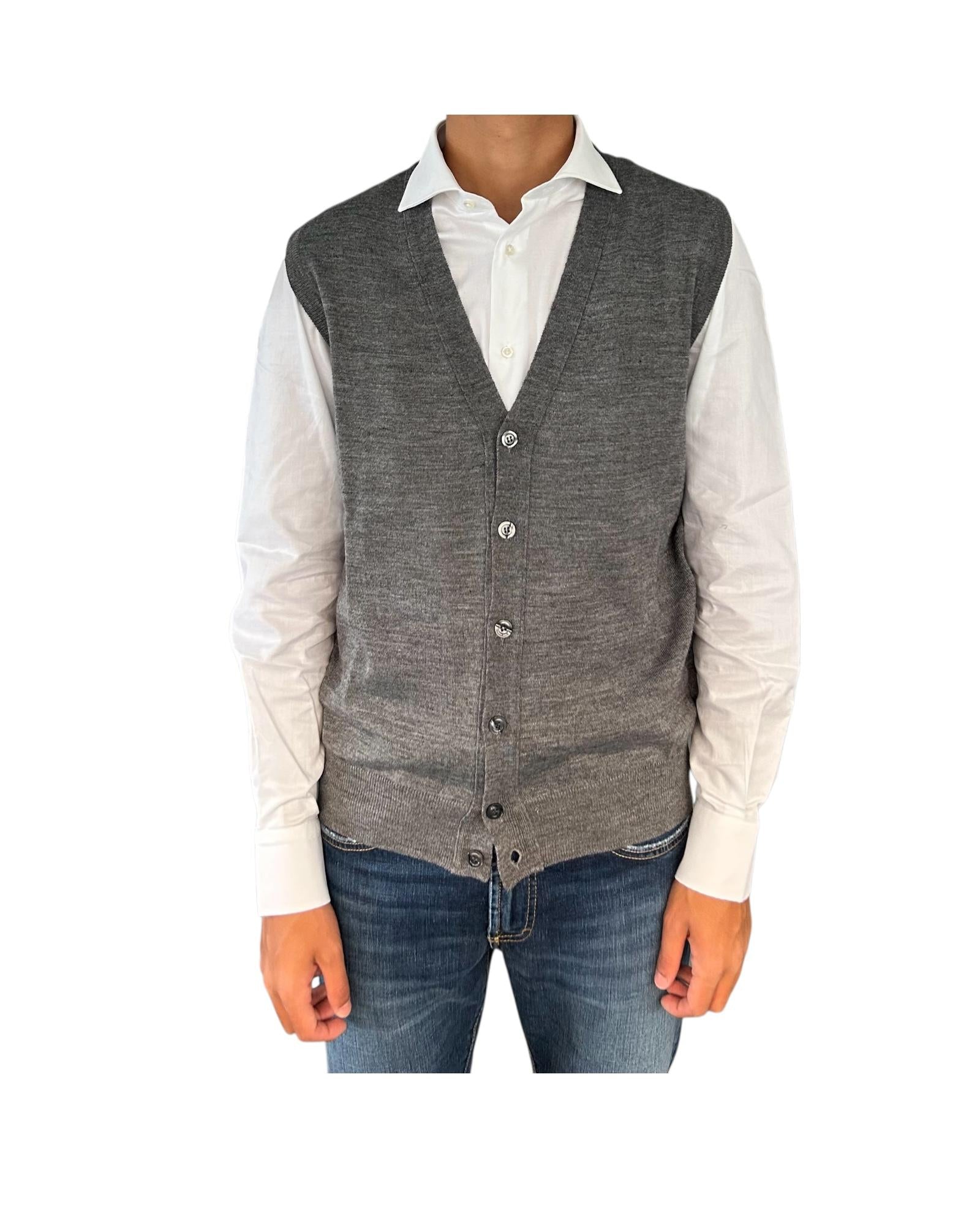 Gilet con bottoni in lana Grigio medio 00G00149M 240 MONTECHIARO