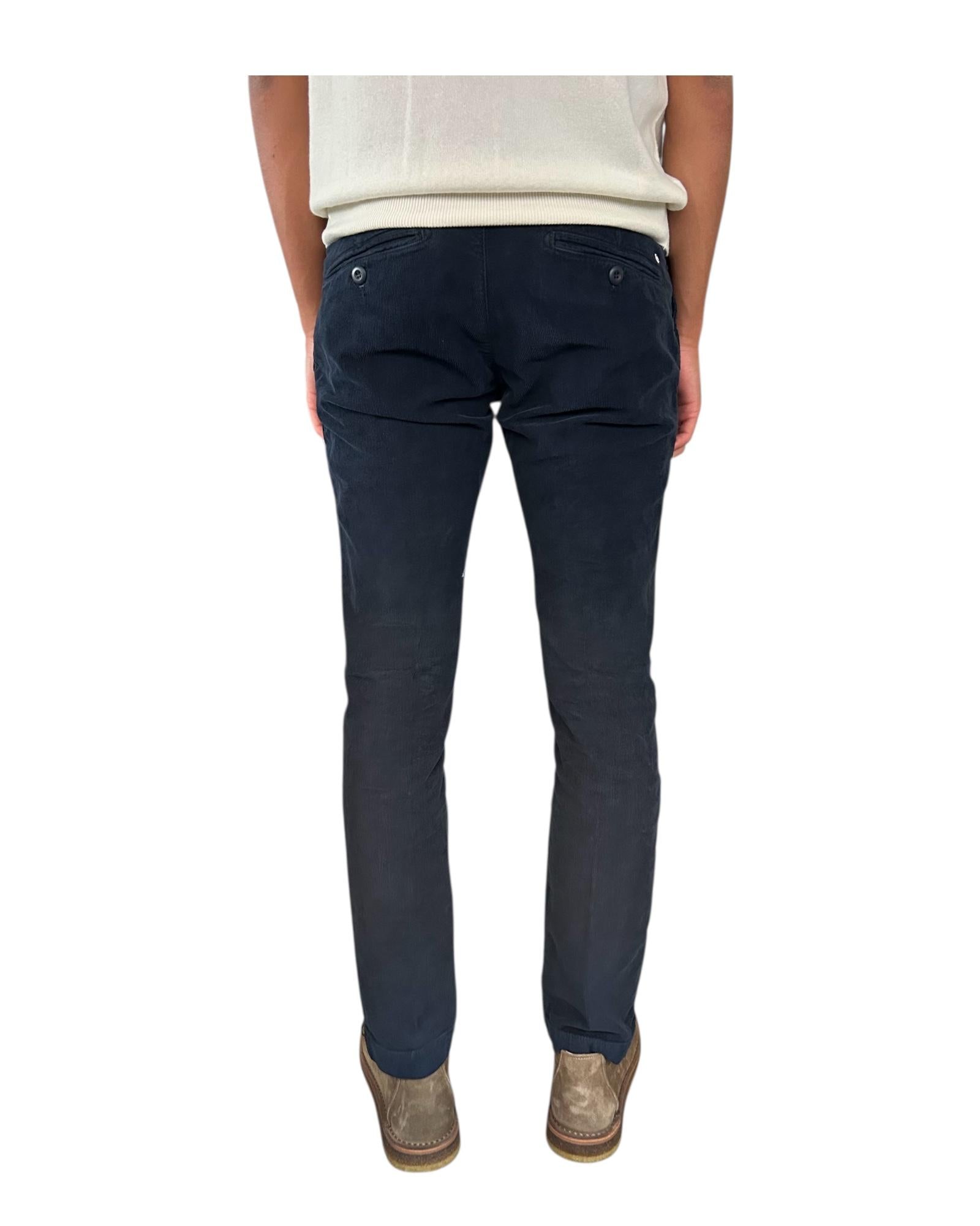 Pantalone Soho velluto mille righe Dark army 005 SOHO VELVET DARK NAVY MODFITTERS 