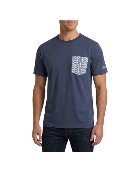 T-Shirt Blu in cotone con taschino BLA0001 04262L MC2 SAINT BARTH 
