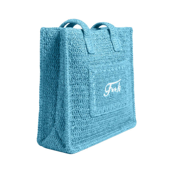 Shopping Bag in rafia Turchese SW0001 TURQUOISE F**K 
