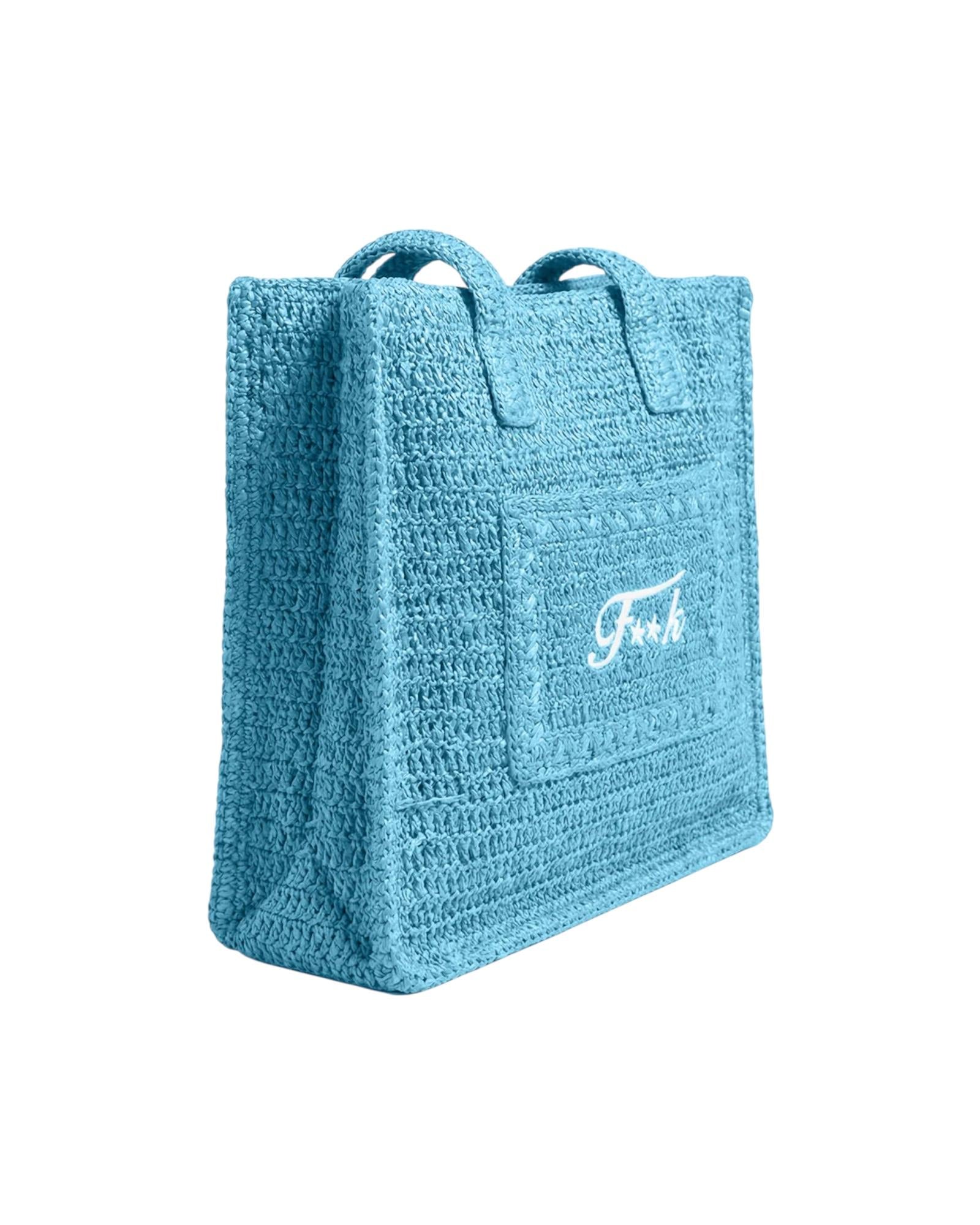Shopping Bag in rafia Turchese SW0001 TURQUOISE F**K 