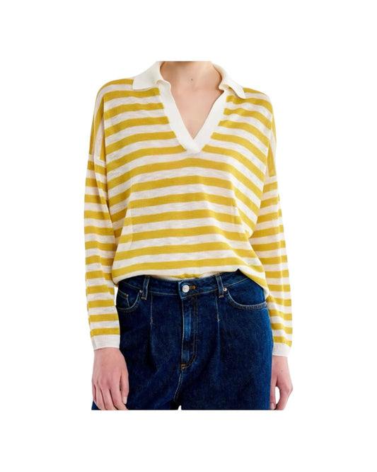 Polo scollo a V Righe Lime 22022D LIME NATURALE VICOLO 