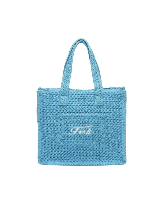 Shopping Bag in rafia Turchese SW0001 TURQUOISE F**K 