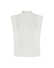 Top Armanda smanicata in satin riciclato bianco lana.