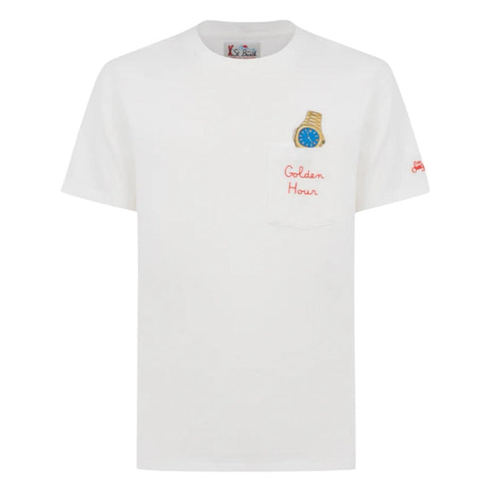 T-shirt in cotone con stampa e ricamo AUS0001 02516H MC2 SAINT BARTH 