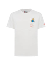 T-shirt in cotone con stampa e ricamo