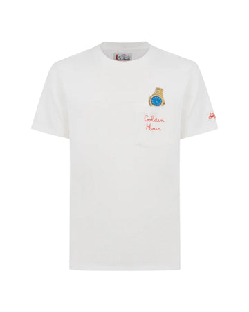 T-shirt in cotone con stampa e ricamo AUS0001 02516H MC2 SAINT BARTH 