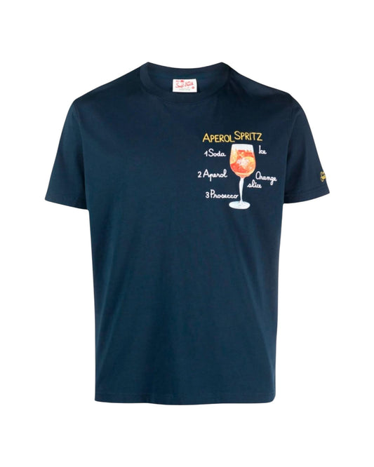 T-shirt da uomo in cotone con stampa e ricamo Aperol spritz TSHM001 02702H MC2 SAINT BARTH 