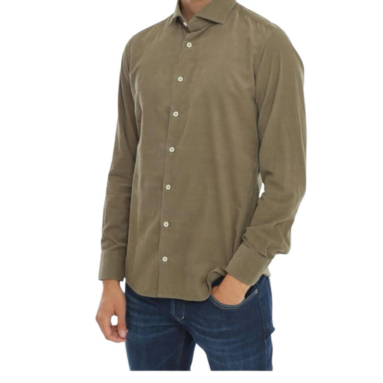 Camicia uomo velluto mille righe Verde B1683 5 BASTONCINO 