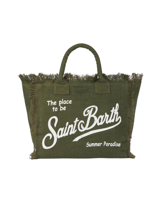 Borsa Vanity in lino Verde militare VANI022 00144L MC2 SAINT BARTH 