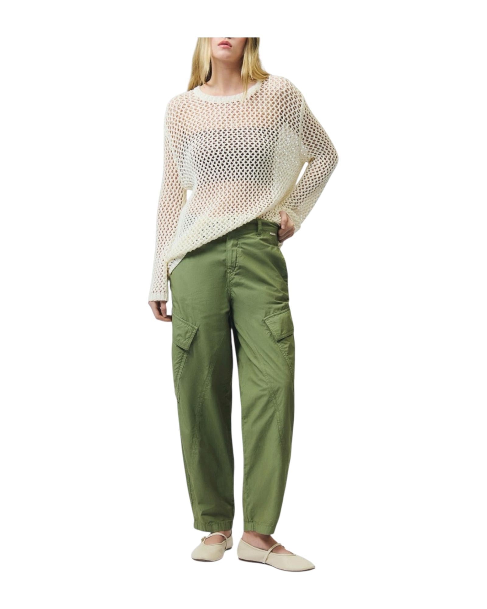 Maglia girocollo in mesh Cream RND559CR80XXXX C0067 ROY ROGER'S 