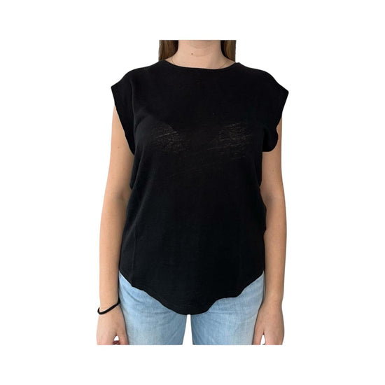 T-Shirt Lily in lino nero LILY LINO NERO CHS 