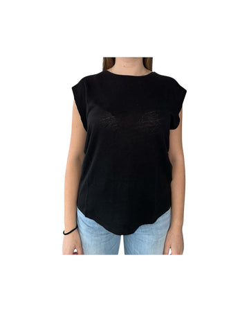 T-Shirt Lily in lino nero LILY LINO NERO CHS 