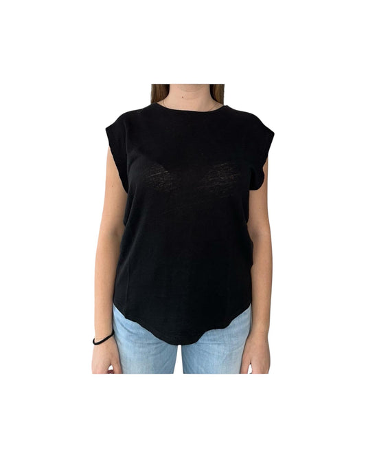 T-Shirt Lily in lino nero LILY LINO NERO CHS 