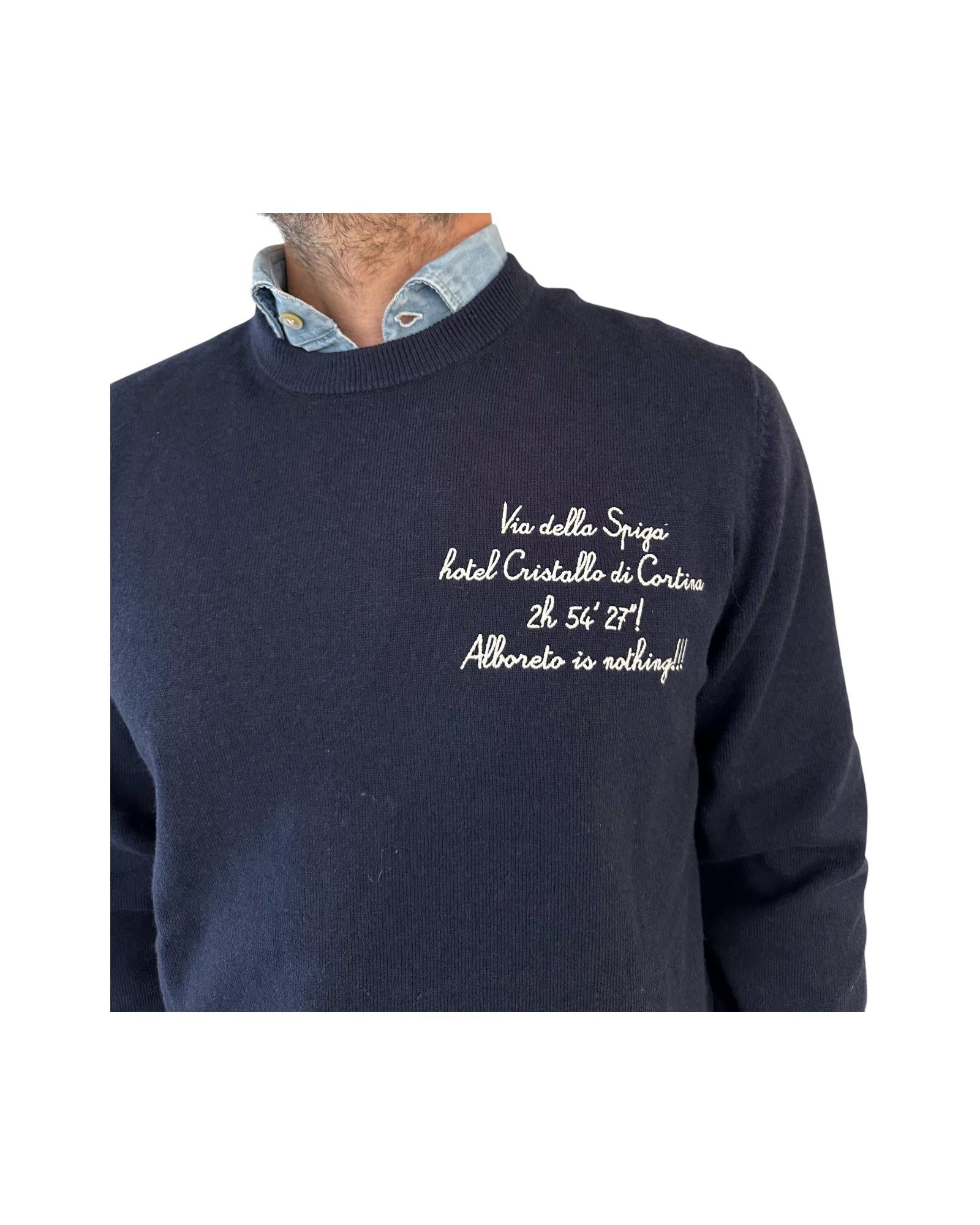 Maglione a girocollo con ricamo Blu HER0024 03389I MC2 SAINT BARTH 
