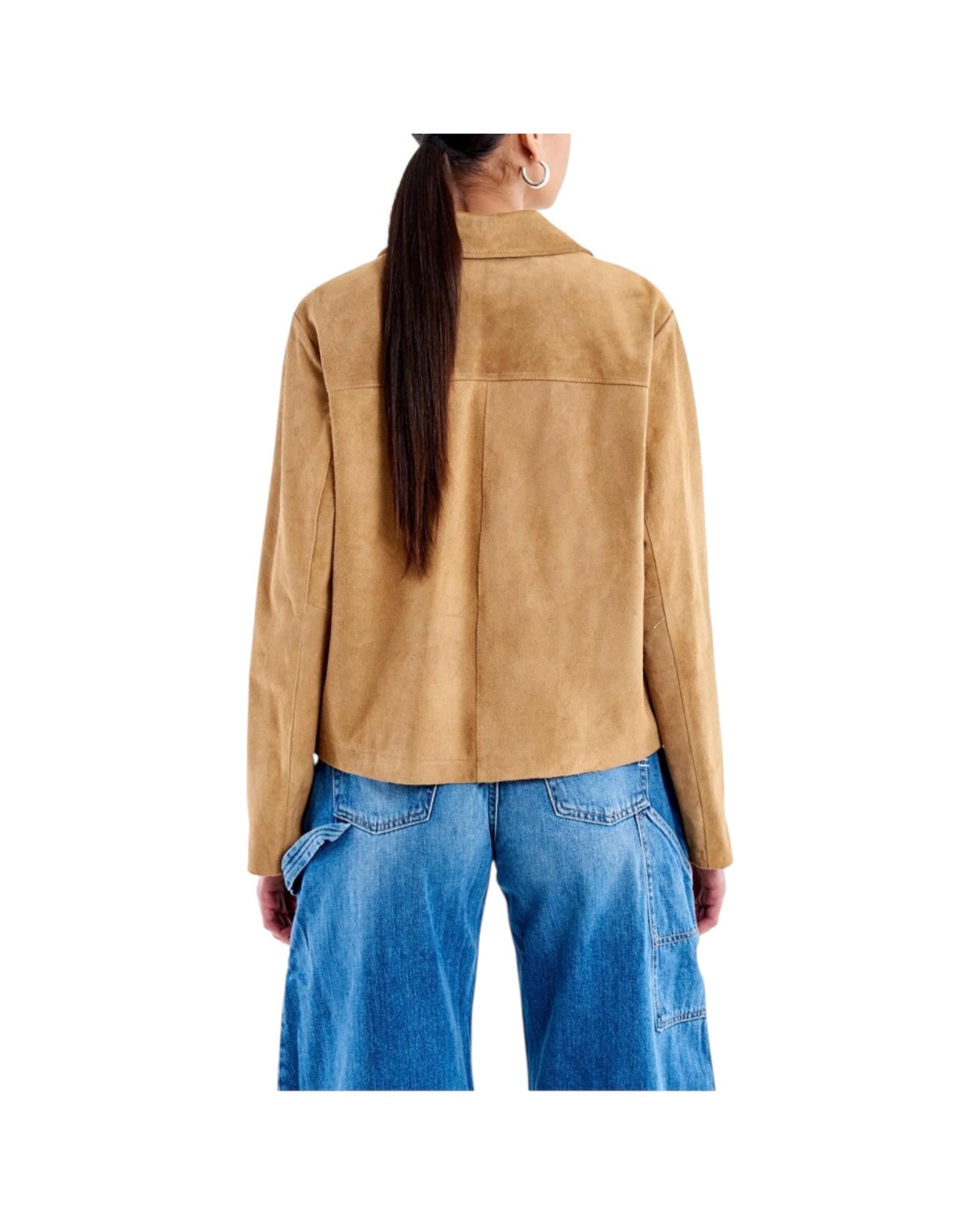 Giacca corta in pelle scamosciata Kaki TAB0174 KAKI VICOLO 