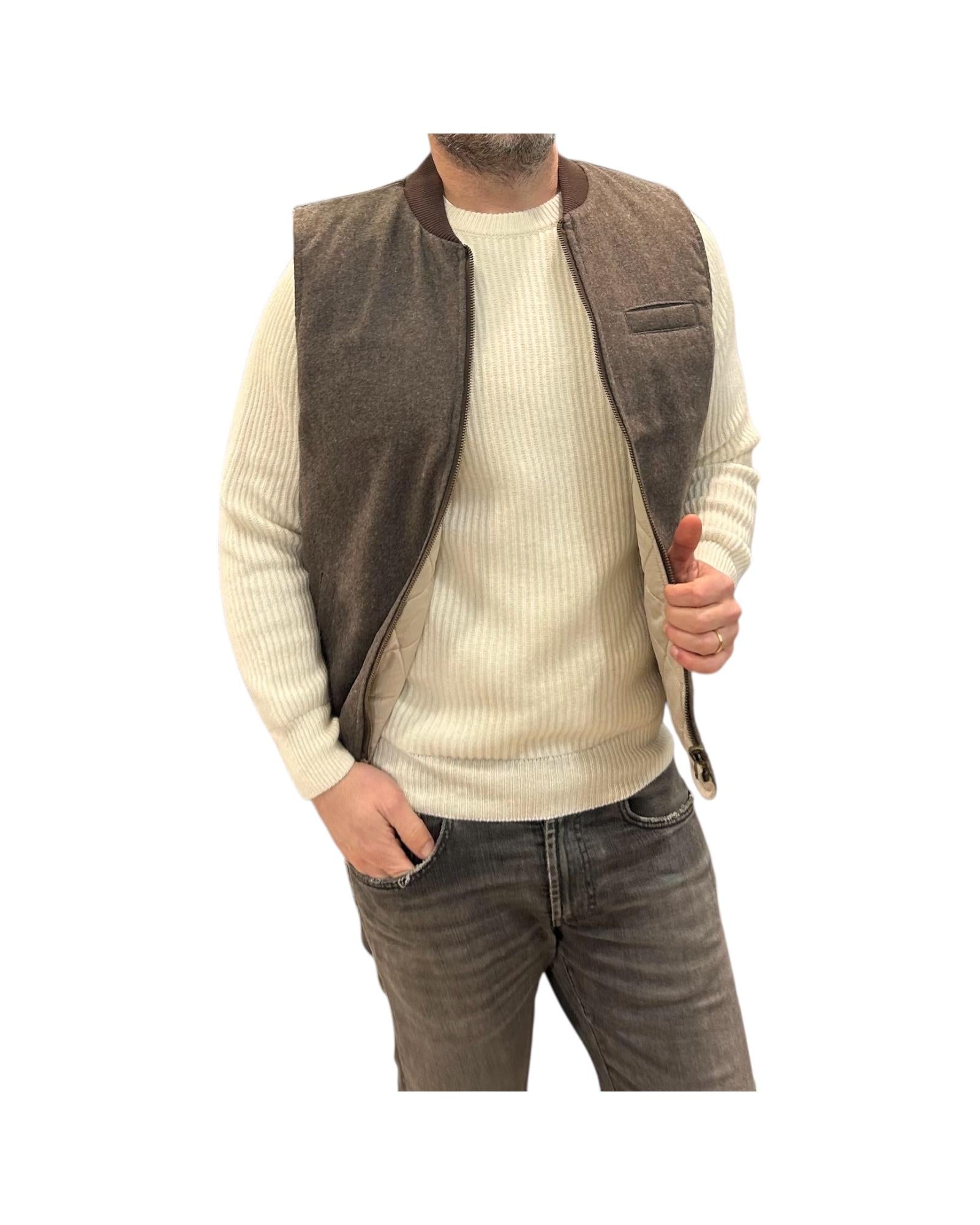 Gilet in lana reversibile Brown W5020 BROWN BL'KER 