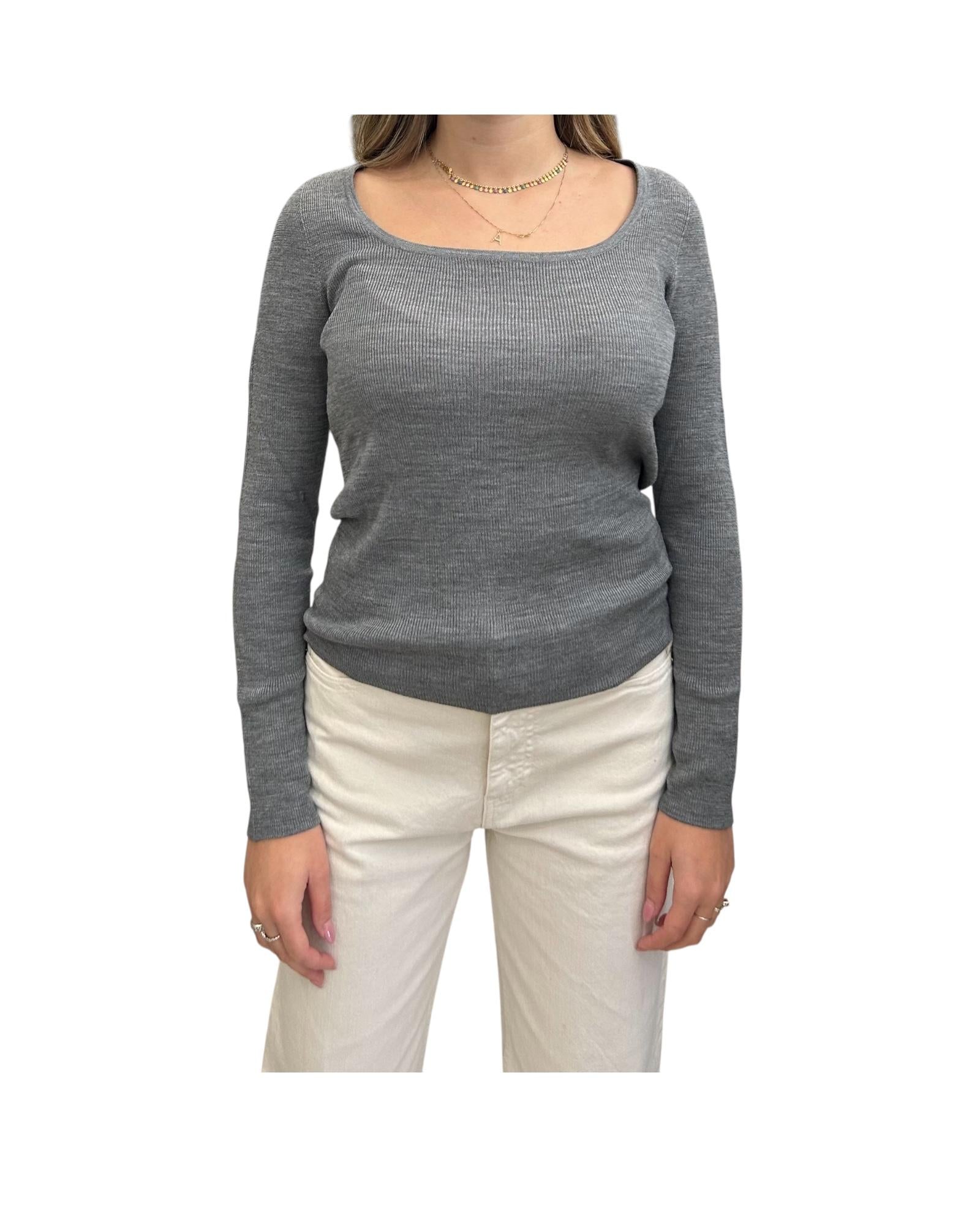 Maglia scollo madonna in lana merino Grigio MTA P103 065 haveone